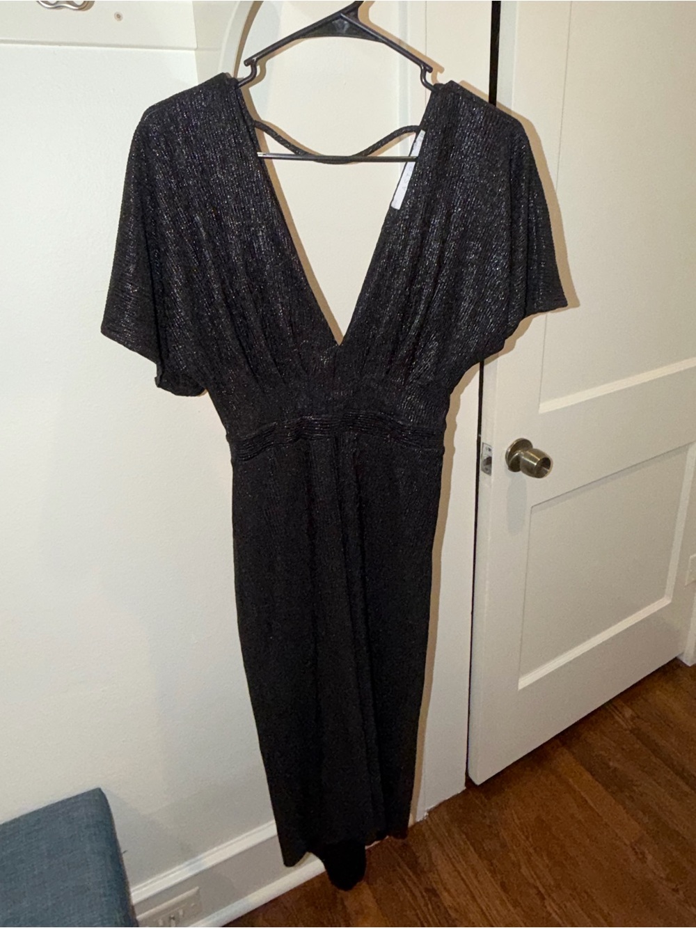 ASTR The Label Black Metallic V-Neck Maxi Dress